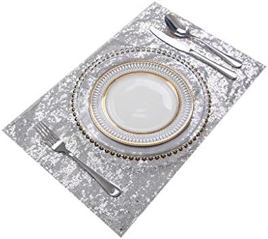 Eternal Beauty 30x46cm Sequin Placemats,Sparkle Table Placemats for Dining Room Party Wedding Decoration (Silver, 12x18 inch, Set of 4)