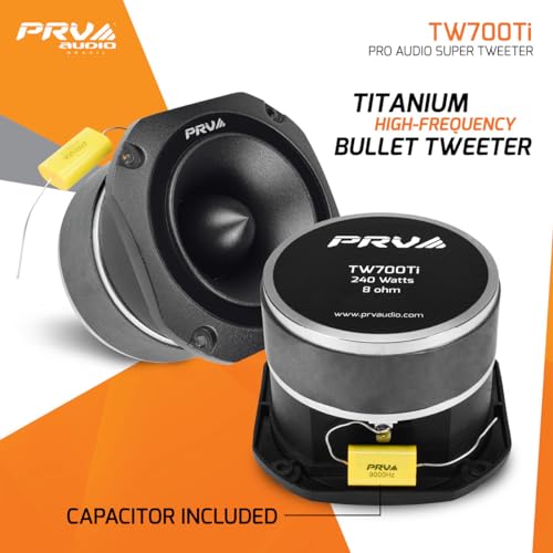 PRV AUDIO TW700Ti Black 4 Inch Titanium Bullet Tweeter TW700Ti 240 Watts, 8 Ohm Super Tweeter, Built-in Capacitor Pro Audio High Frequency Driver (2 Tweeters) by PRV AUDIO - Image 2