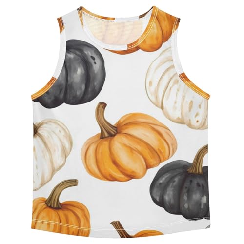 susiyo Thanksgiving White Black Pumpkins Boys Sleeveless Tank Top Girls Athletic T Shirt
