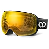 Lamicall Skibrille Herren, OTG Snowboardbrille Damen - [Ultra HD & Breitere Sicht] TOP Anti-Foge Ski Brille für Brillenträger, Verspiegelte Snowboard Schutzbrille, UV400 Schneebrille mit Blendenschutz