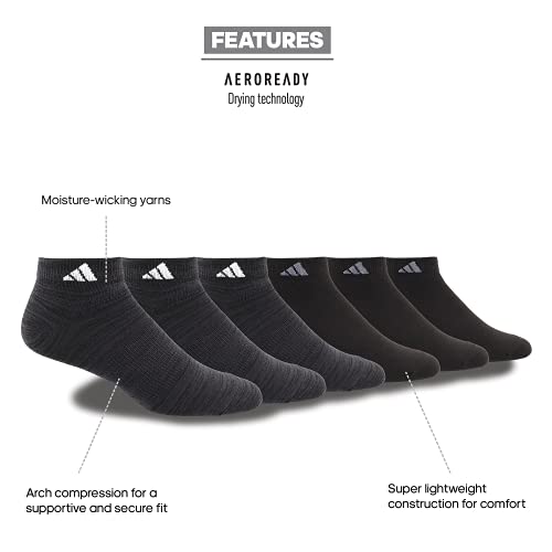 Adidas Men's Superlite 6-Pack Low Cut, Black-Night Grey Space Dye/White Black/Onix, Large #TOP20