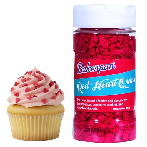 Bakerpan Mini Red Heart Sprinkles for Cake Decorating, 5.77 Ounces