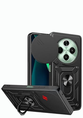 Image of SPAZY CASE Vivo T4 5G / iQOO Z10 5G Back Cover | Heavy Duty Hybrid Case with 360 Degree Rotating Finger Ring Holder + Slider Shutter Camera Protection Case for Vivo T4 5G / iQOO Z10 5G - Black