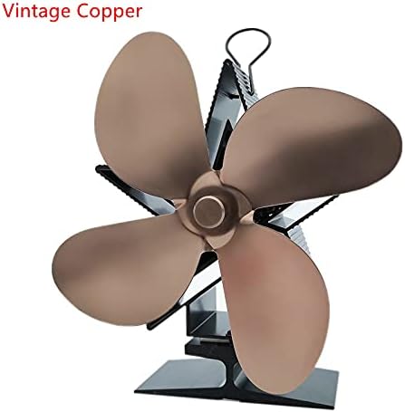 Home Fireplace Fan 4 Blades Fireplace Fan Heat Powered Heating Stove Fan Fireplace Fan Wood Stove Fireplace Fan Heating Fan (Vintage Copper)