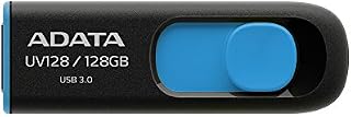 ADATA UV128 128GB USB 3.0 Retractable Capless Flash Drive, Blue (AUV128-128G-RBE)