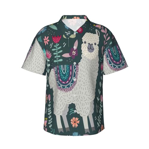 Chemise hawaïenne imprimé floral lama homme en taille S au 3XL pour look d'été