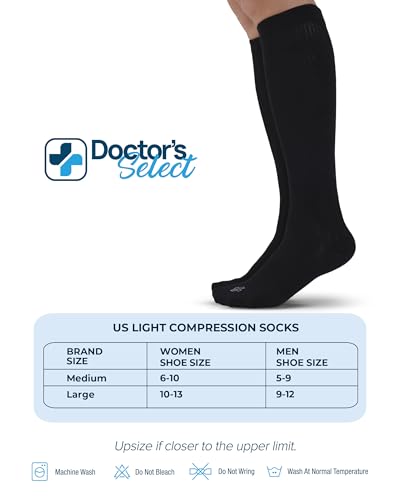 Image of Doctor's Select Bamboo Viscose Light Compression Socks for Women & Men - 3 Pairs, 8-15 mmHg Compression Socks, Knee High