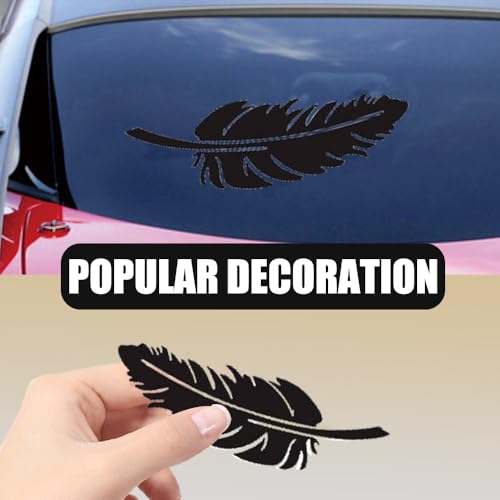 Image of Ouliget Car Stickers Feathers Cover Scratches,Scratch Repair Decoration Vinyl Decals,Car Decoration Mirror Sticker Laptop Wall Decal,Black