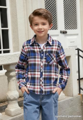 Image of Betusline Boy and Men Button Down Plaid Shirt | Soft,Breathable and Comfortable Fabric