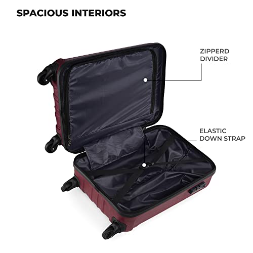 Image of Stony Brook By Nasher Miles Storm 55 Cm Hard-Sided Polycarbonate Cabin 360 Degree Trolley Bag (Wine Red 20 Inch)
