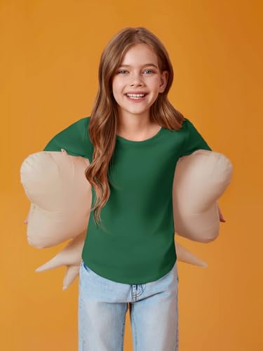 Image of Haloumoning Girls Puff Long Sleeve Shirts Fall Tops 5-14Y | Casual,Solid Color,Crewneck, Soft, Tunic Tops Blouse,Kids Long Sleeve T Shirt,,Fashion Clothes