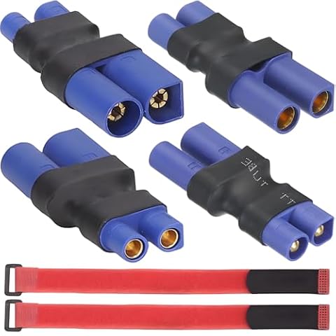 ZHUROUPU 4 adaptery wtykowe EC3 do EC5, pozłacane styki miedziane obudowa PA66 wtyczka EC3-do EC5 adapter gniazda do samolotów RC, dronów, ładowarek akumulatorów Lipo i NiMH