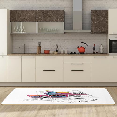 Alfombrillas de cocina antideslizantes juego de 2 alfombras lavables con diseño de gato 3