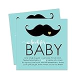Mustache Bring a Book for Baby Invitation Insert Mint & Black (25 pc.)