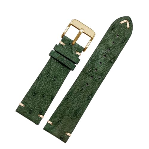 Bracelet montre femme cuir à la main 22mm noir vert ultra-mince
