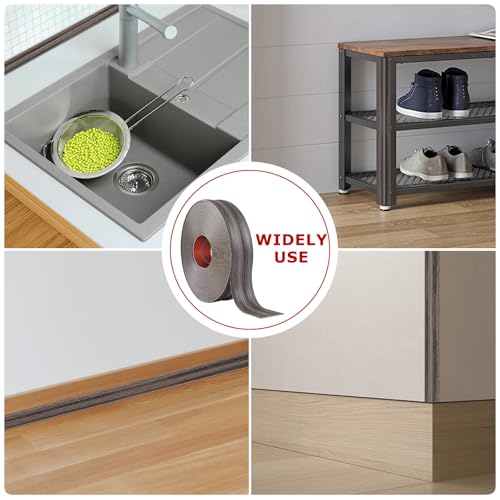 Flexible Wall Corner Protector Moulding Trim Peel and Stick Wall Corner Guards Edge Protector Self Adhesive Molding Trim Strip for Edge Ceiling (Brown Walnut Wood Grain, 0.8 in x 20 Ft)