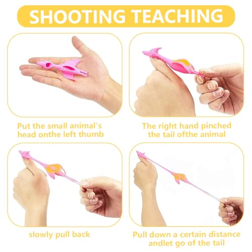 OUDQFCJ 10 Stück Schleuder Dinosaurier Finger Spielzeug, Slingshot Dinosaur, Dino Party Spielzeug Zufällige Farbe