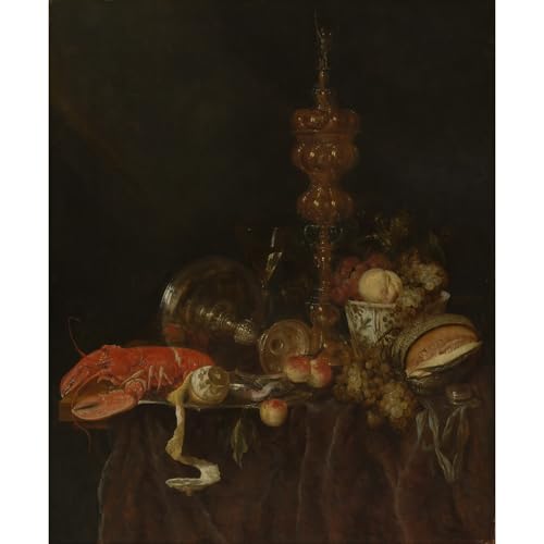 Impression d'art nature morte homard fruits 1650 toile haute définition de qualité musée
