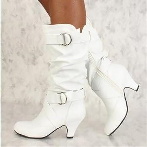 Ladmiple Fall Boots Women Knee High Wide Calf Cowboy Cowgirl Boots Lace Up Chunky Heel Fashion Western Victorian Boots2