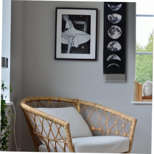 Tapiz boho negro Lurrose de algodón y lino: artesanía con borlas para una pared sofisticada 4