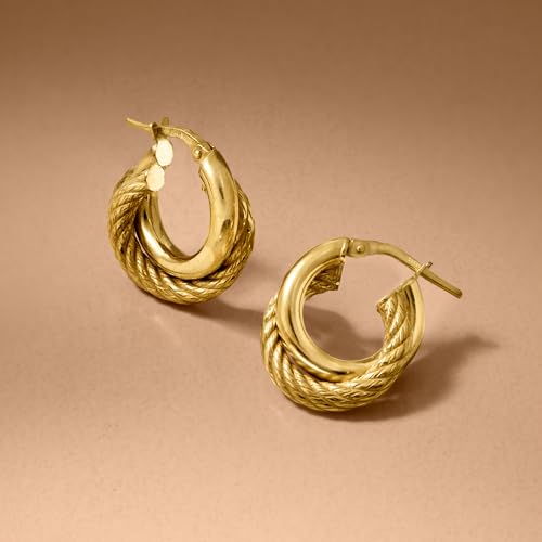 Ross-Simons Italian 18kt Gold Over Sterling Double-Hoop Earrings3