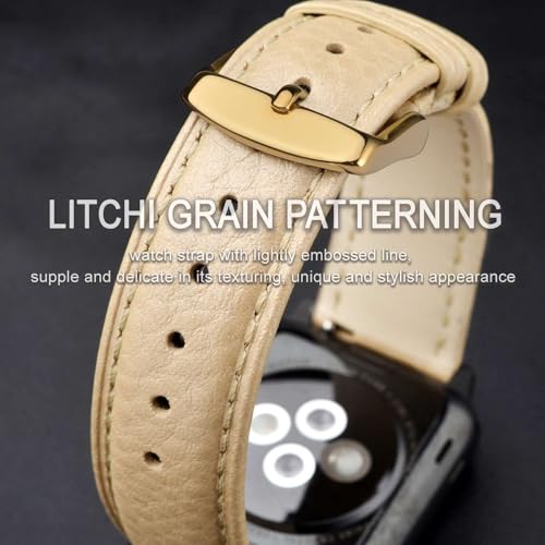 Image of ANNEFIT Watch Band 14mm, Quick Release Textured Padded Leather Straps with Gold Buckle for Men and Women (Gold)