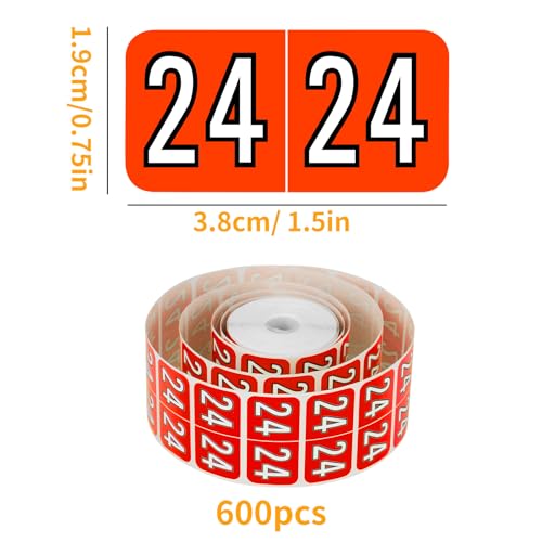 600Pcs 2024 Year Stickers 2024 Numbers Label Stickers