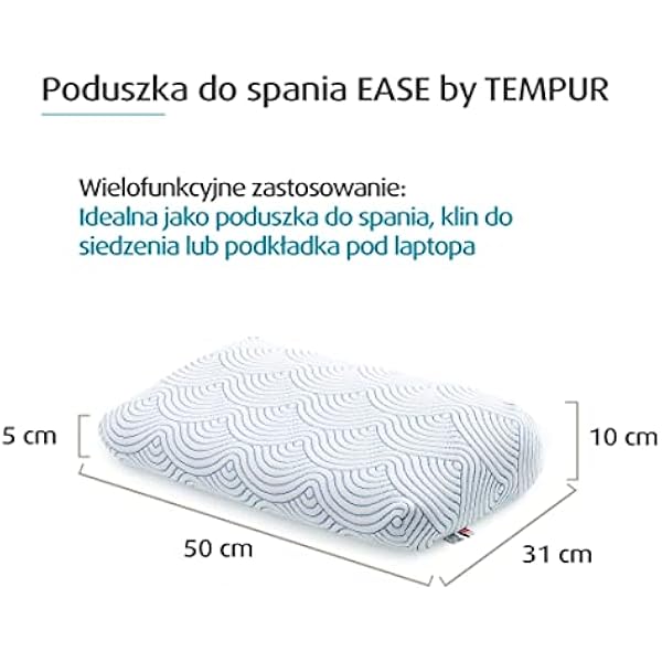 TEMPUR EASE — подушка для сна из пены с эффектом памяти, эргономичная подушка для поддержки шеи в любом положении во время сна, жесткая, 50 x 31 x 10/5 см, белая