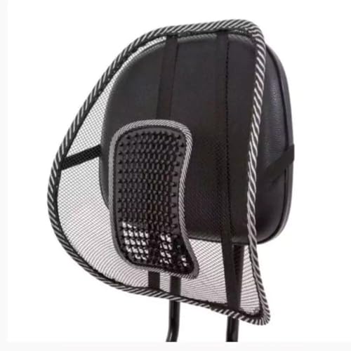 Encosto Ergonômico para Costas com Massageador, 39x40cm, Estrutura em Ferro, Preto