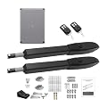 JUJIANG Automatic Gate Opener with Remote Complete Kit for Swing Gate Up to 770lb 16FT per Arm, Electric Gate Opener Medium Duty Dual Swing Gate Opener Automatic Gate Motor 60W AC Powered PKM-C026