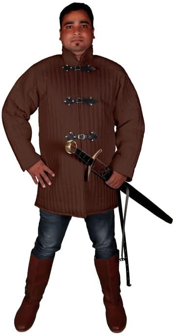 Medievals Thick Padded Quilted Jacket Gambeson Historical Costumes Full Sleeves for rennaissance Dress