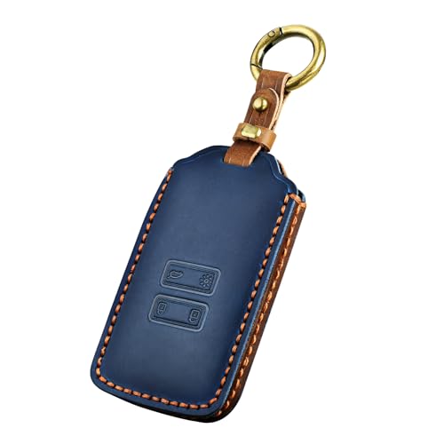 OFF WE GO Voiture Clé à Télécommande Étui en Cuir pour Renault Coque de Clé Voiture avec Porte-clés 4 Bouton Accessoire clé de Voiture pour Clio Espace...