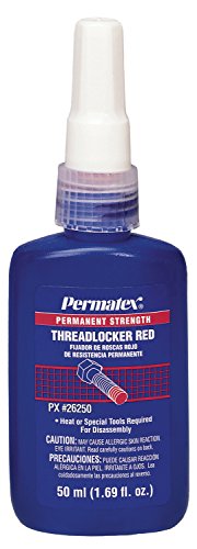 Permatex 26250 Red Permanent Strength Threadlockers, 50 mL, 1 in Thread, 1.69 oz., Bottle