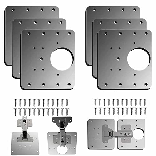 Placa Reparación Bisagra,6 Piezas unidades acero inoxidable juego de reparación con tornillos de fijación para muebles de madera, cocina, armarios, muebles (6)