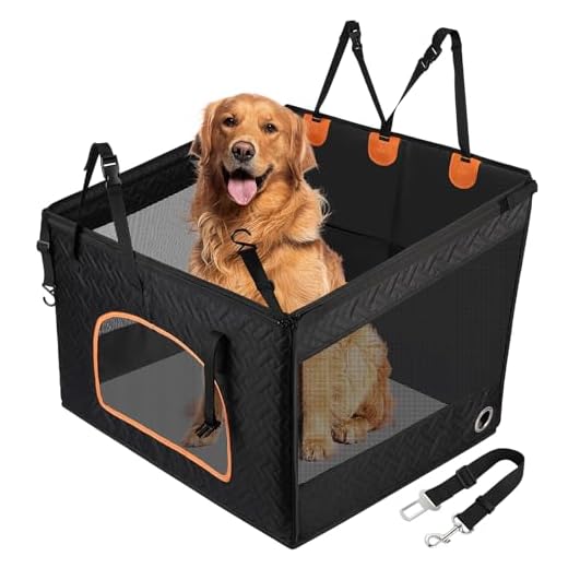 KYG großer Hunde autositz für mittelgroße bis große Hunde mit Matte, wasserfeste Rücksitz-Extender-Abdeckung mit 3 Mesh-Fenstern, zusammenklappbarer Autositz für Hund für Autos/SUVs/Trucks