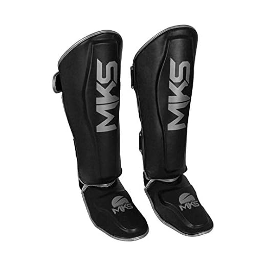 Caneleira de Muay Thai e Kickboxing MKS Energy V2 Black & Silver (G)