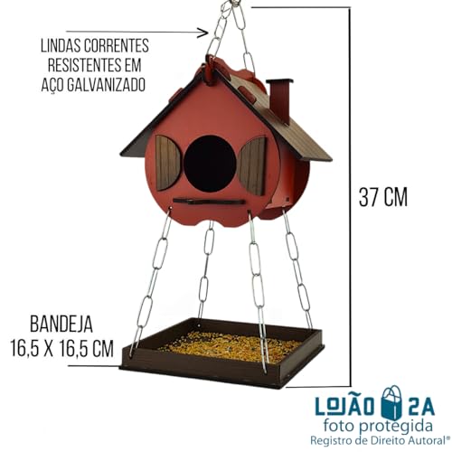 Comedouro Tratador Pássaros Livres Casinha De Passarinho Mdf (Vermelho)
