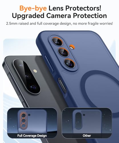 Image of CANSHN Designed for Samsung Galaxy A17-5G Case [Full Camera Protection] [Compatible with Magsafe] Translucent Matte Back Protective Phone Cover, Deep Blue