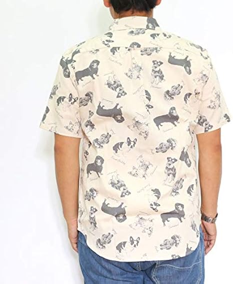 Amazon Co Jp 犬柄 プリント オックス 総柄シャツ ペット ダックス チワワ フレブル 動物 日本製 ホワイト ｘｌ ペット用品
