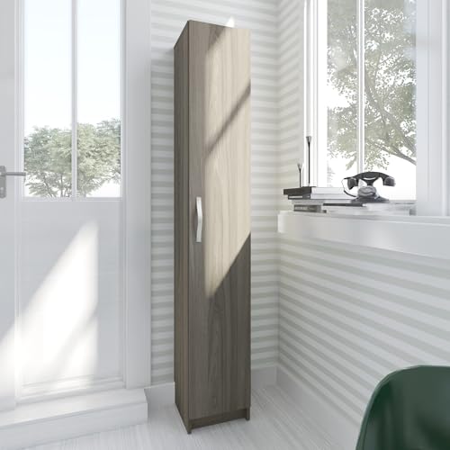 Consejos para Comprar Alacena Blanca - los preferidos. 46 PLAYCON Gabinete Alacena Guardarropa Estante con Puerta 5 Espacios Organizadores Gabinete para Blancos, Despensa (Roble)