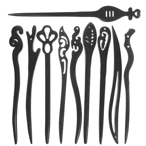VILLCASE Palillos Pelo de Madera Estilo Chino Retro, 10 Unidades para Moños, Horquillas para Cabello Largo, Accesorios de Madera Natural para Peinados Tradicionales y Estilo Aleatorio