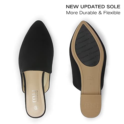 Musshoe Mules For Women Flats Comfortable Pointed Toe Women Mules,Black 9.5 #TOP3
