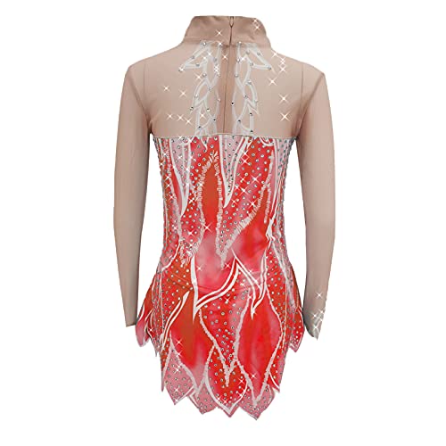 Liuhuo Girls' Ice Skating Dress Stretchy Competition Women's Skating Wear Handmade Red #TOP2