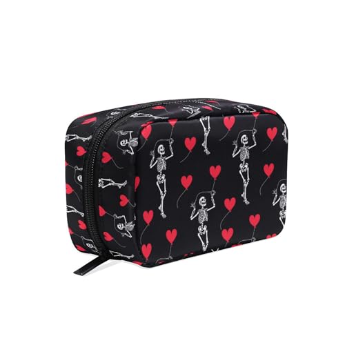 Trousse per trucchi con teschio romantico gotico borsa da toeletta da viaggio organizer per con scomparti beauty bag per ragazze adolescenti donne signora Teschi 172 Misura unica