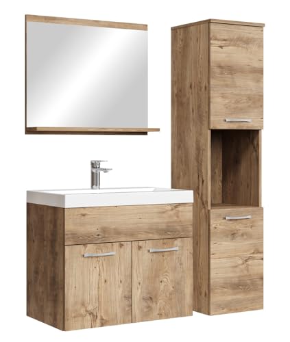 Badplaats B.V. Meuble de Salle de Bain Montreal 60 cm lavabo Chêne châtaignier - Armoire de Rangement Meuble lavabo evier Meubles