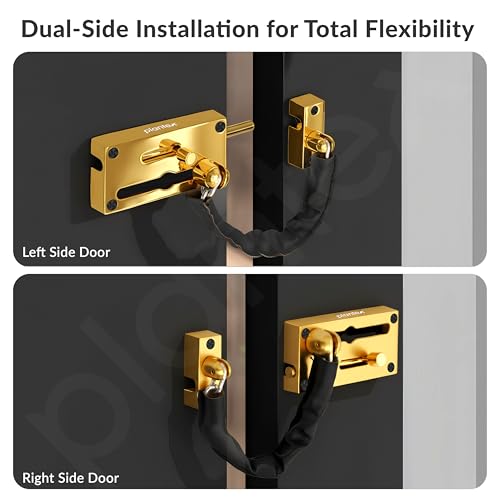 Image of Plantex Door Chain with Baby Latch /Door Chain Lock for Main Door /Latch Lock for Door /Heavy Duty Door Safety Guard Lock for Home, Hotel & Office Security - Pack of 1 (DTK-294-Gold)