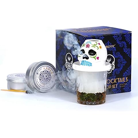 TMKEFFC Cocktail SmokeTop Kit in Colorful Skull Design, Smoker Top with Wood Chips, Smoked Drinks Wine Whiskey Bourbon Old Fashioned Smoking Tools Cover