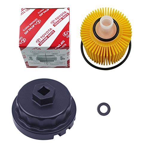 Genuine Oil Filter with Wrench for Toyota, Lexus, RAV4, Camry, Tundra, Highlander, Sienna and More,Oil Drain Plug Gasket Washers, Oil Filter Housing Cap Removal Tool Set for Oil Change and Oil Drain - Thumbnail 2