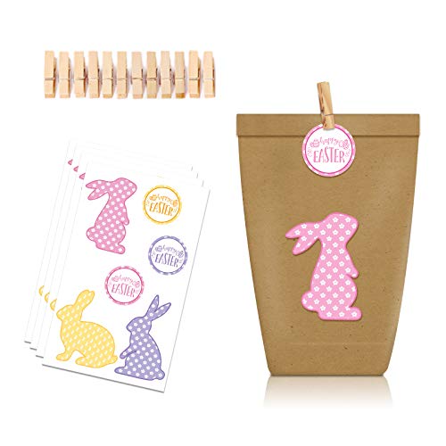 12 sacos de papel kraft Happy Easter para doces de páscoa, colorido coelhinho da páscoa, caixa de do