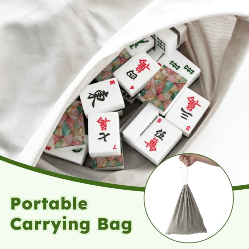 VETEB American Mahjong Tile Set Colorful Stained Glass Pink Green Gold Accents 166 Acrylic Mahjong Tiles 1.4" Large Mahjong Game Set with Bag and Accessories for Gift Travel Party - Image 5